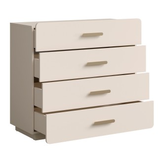 Chambre complète AMALIE beige – Lit coffre 160x200 cm, armoire, commode, 2 chevets et étagères
