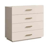 Chambre complète AMALIE beige – Lit coffre 180x200 cm, armoire, commode, 2 chevets et étagères