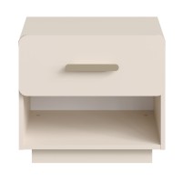 Chambre complète AMALIE beige – Lit coffre 180x200 cm, armoire, commode, 2 chevets et étagères