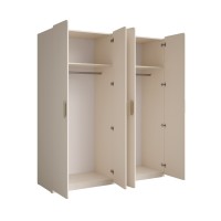 Chambre complète AMALIE beige – Lit coffre 180x200 cm, armoire, commode, 2 chevets et étagères