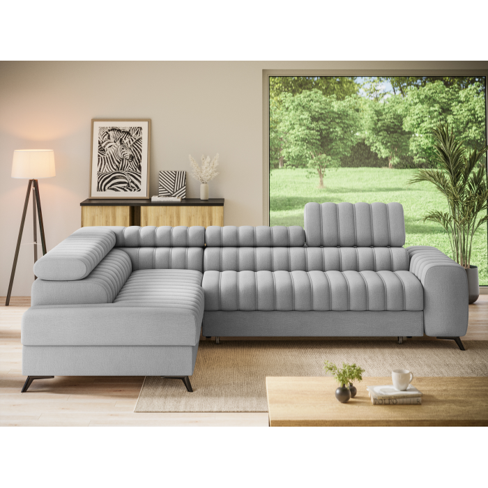 Canapé d’angle contemporain KANEDOJO Gris angle gauche