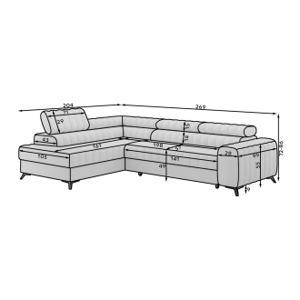 Canapé d’angle contemporain KANEDOJO Gris angle gauche