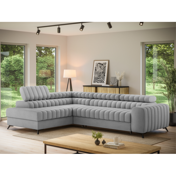 Canapé d’angle contemporain KANEDOJO Gris angle gauche