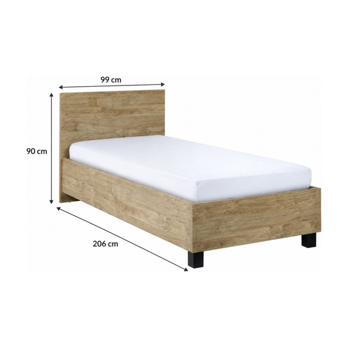 Letto bambino robusto 90x200 colore rovere dorato collezione MEGEVE