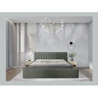 Bed met opbergruimte CERVIN – Zacht fluweel Nachtelijke Salie – 160x200 cm – Opklapbare lattenbodem – Elegant ontwerp