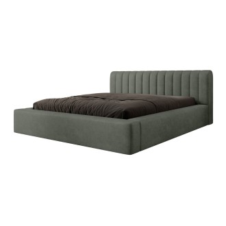 Bed met opbergruimte CERVIN – Zacht fluweel Nachtelijke Salie – 160x200 cm – Opklapbare lattenbodem – Elegant ontwerp