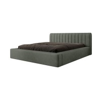 Bed met opbergruimte CERVIN – Zacht fluweel Nachtelijke Salie – 160x200 cm – Opklapbare lattenbodem – Elegant ontwerp