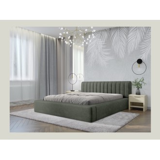 Bed met opbergruimte CERVIN – Zacht fluweel Nachtelijke Salie – 160x200 cm – Opklapbare lattenbodem – Elegant ontwerp