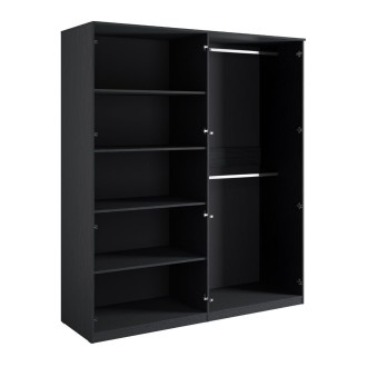Armadio 4 porte nero strutturato e dorato – 2 appendiabiti + 4 scaffali – Collezione MONDO