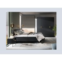 Armadio 4 porte nero strutturato e dorato – 2 appendiabiti + 4 scaffali – Collezione MONDO