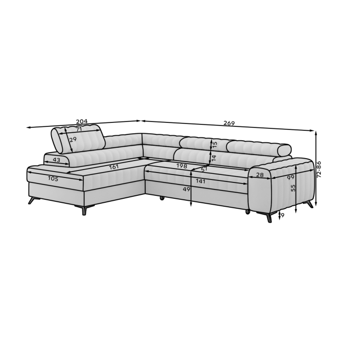 Ecksofa aus der KANEDOJO Kollektion in Braunfarbe