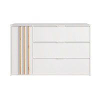 Commode FLORENCE – Wit en eiken – 1 deur + 3 laden – Soft Close – Hedendaags ontwerp