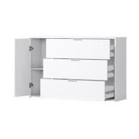 Commode FLORENCE – Wit en eiken – 1 deur + 3 laden – Soft Close – Hedendaags ontwerp