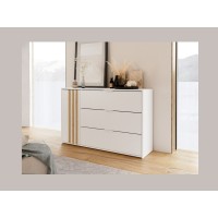 Comò FLORENCE – Bianco e quercia – 1 porta + 3 cassetti – Chiusura ammortizzata – Design contemporaneo