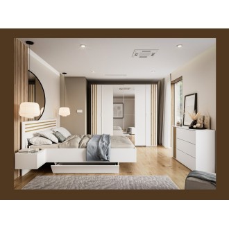 Commode FLORENCE – Wit en eiken – 1 deur + 3 laden – Soft Close – Hedendaags ontwerp