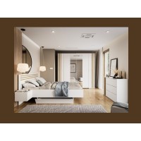 Kommode FLORENCE – Weiß und Eiche – 1 Tür + 3 Schubladen – Soft Close – Zeitgenössisches Design