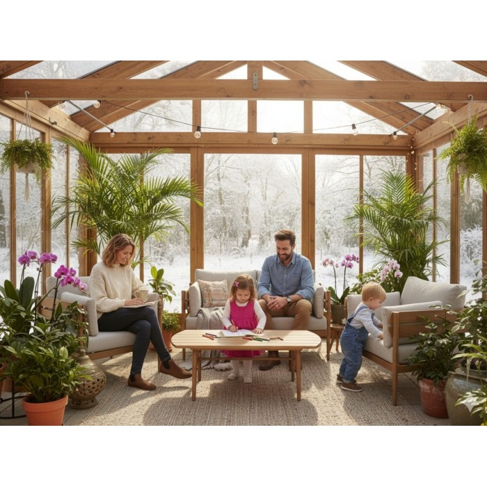 Set da giardino SELVANO 4 posti in alluminio effetto legno con cuscini beige e tavolino basso