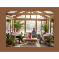 Set da giardino SELVANO 4 posti in alluminio effetto legno con cuscini beige e tavolino basso