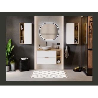 Plan pour vasque NATOURA 80,6 cm en MDF aspect chêne crémone avec bord naturel