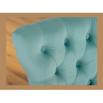 Lot de 2 chaises REGINA bleu turquoise en velours capitonné – Anneau et pieds dorés