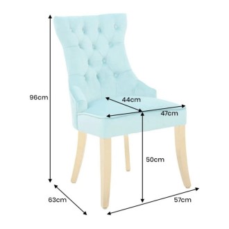 Chaise REGINA bleu turquoise et doré dimensions