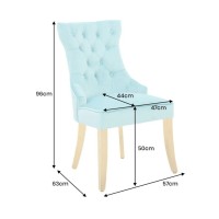 Chaise REGINA bleu turquoise et doré dimensions