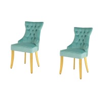 Lot de 2 chaises REGINA bleu turquoise et doré