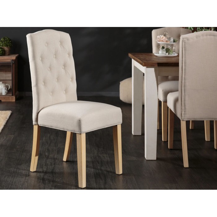Chaise REGINA beige et marron clair vue de côté