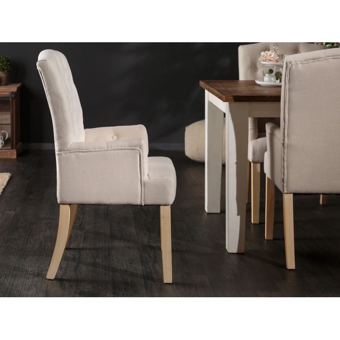 Fauteuil REGINA beige et marron clair vu de côté