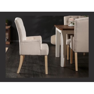 Fauteuil REGINA beige et marron clair vu de côté