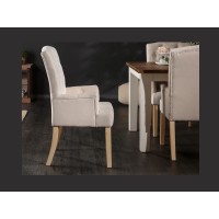 Fauteuil REGINA beige et marron clair vu de côté