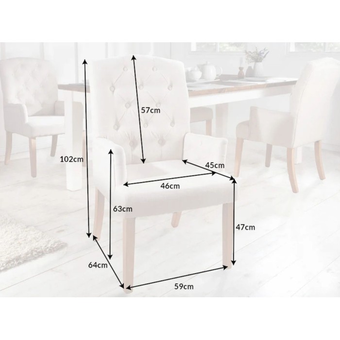 Fauteuil REGINA beige et marron clair dimensions