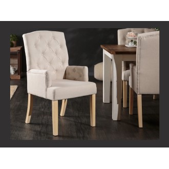 Fauteuil REGINA beige et marron clair mis en situation
