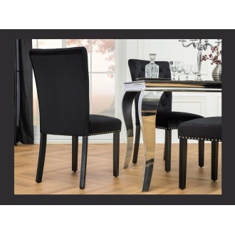 Chaise REGINA noire et argentée vue de dos