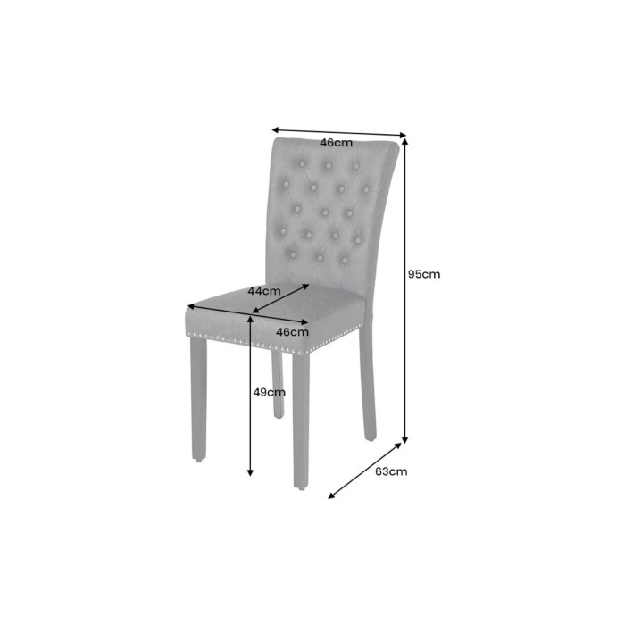 Chaise REGINA noire et argentée dimensions