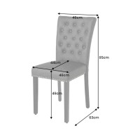 Lot de 2 chaises REGINA noires en velours capitonné – Clous argentés et pieds en bois d’hévéa