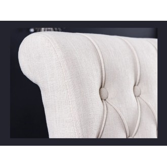 Lot de 2 chaises REGINA beige en velours capitonné – Clous noirs et pieds en bois d’hévéa foncé