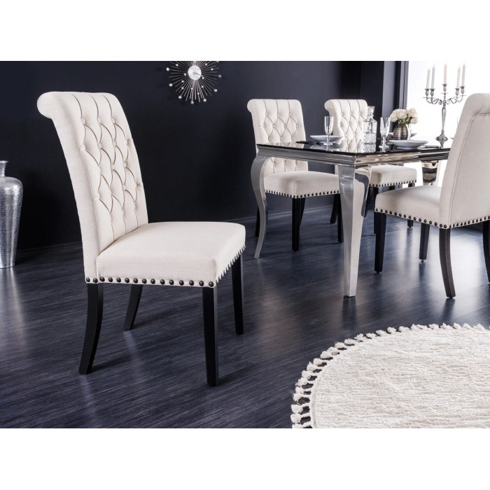 Chaise REGINA beige et noire vue de côté