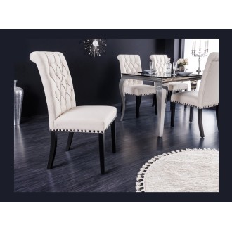 Chaise REGINA beige et noire vue de côté