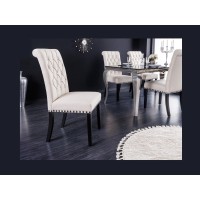 Chaise REGINA beige et noire vue de côté