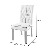 Lot de 2 chaises REGINA beige en velours capitonné – Clous noirs et pieds en bois d’hévéa foncé