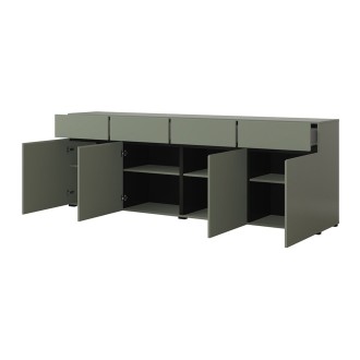 Buffet XL kleur saliegroen 225cm collectie HAVANA. Design dressoir met 4 deuren en 4 laden.