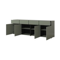 Buffet XL kleur saliegroen 225cm collectie HAVANA. Design dressoir met 4 deuren en 4 laden.