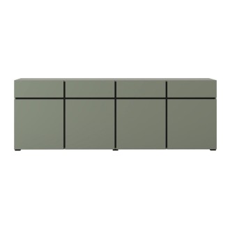 Buffet XL kleur saliegroen 225cm collectie HAVANA. Design dressoir met 4 deuren en 4 laden.