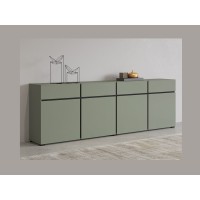 Buffet XL kleur saliegroen 225cm collectie HAVANA. Design dressoir met 4 deuren en 4 laden.