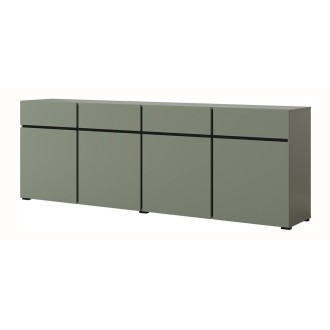 Buffet XL kleur saliegroen 225cm collectie HAVANA. Design dressoir met 4 deuren en 4 laden.