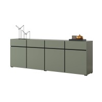 Buffet XL kleur saliegroen 225cm collectie HAVANA. Design dressoir met 4 deuren en 4 laden.
