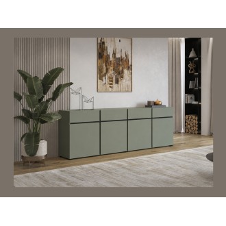 Buffet XL kleur saliegroen 225cm collectie HAVANA. Design dressoir met 4 deuren en 4 laden.
