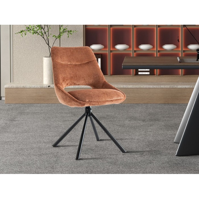 Lote de 2 sillas YUMENA - Tela color óxido - Patas de metal - Diseño compacto - Elegancia cálida y moderna