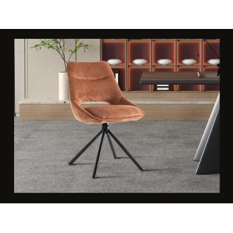 Lote de 2 sillas YUMENA - Tela color óxido - Patas de metal - Diseño compacto - Elegancia cálida y moderna